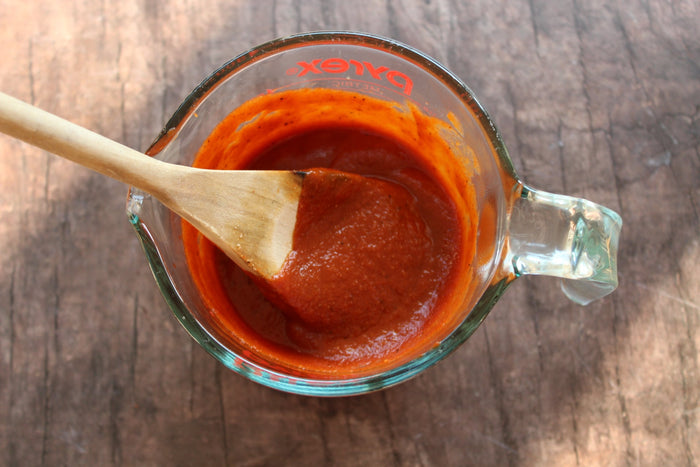 elderberry BBQ sauce in glass 