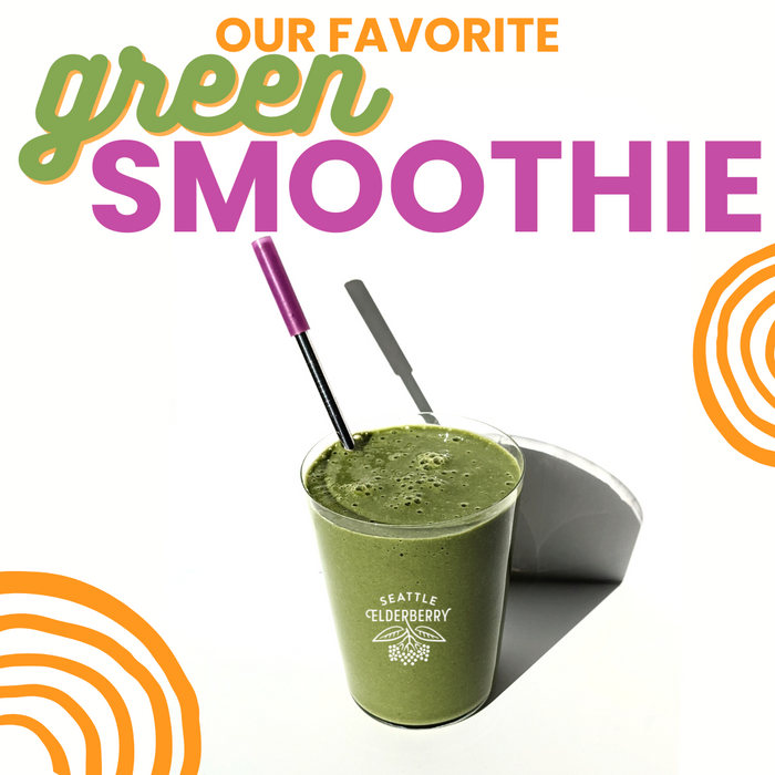 green smoothie with elderberry syrup from Seattle Elderberry