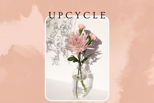 Image of flowers in 16oz boston round bottle