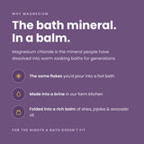 The bath mineral, in a balm: magnesium chloride bath flakes made into a brine in our farm kitchen, folded into a rich balm of shea, jojoba, and avocado oil.