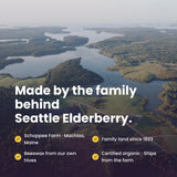Made by the family behind Seattle Elderberry: Schoppee Farm in Machias, Maine — family land since 1823, beeswax from our own hives, certified organic, ships from the farm.